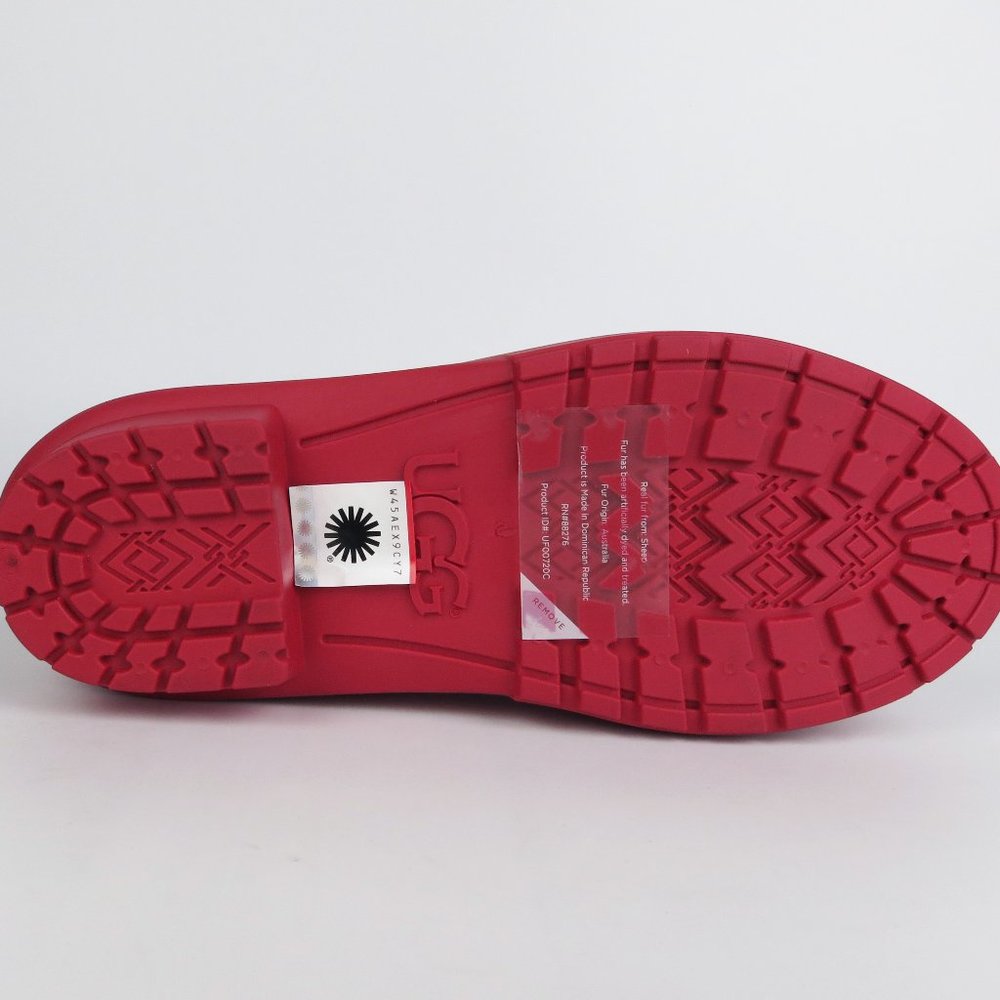 UGG Chevonne Rain Boots Fur Insole Ribbon Red NEW - Picture 5 of 6